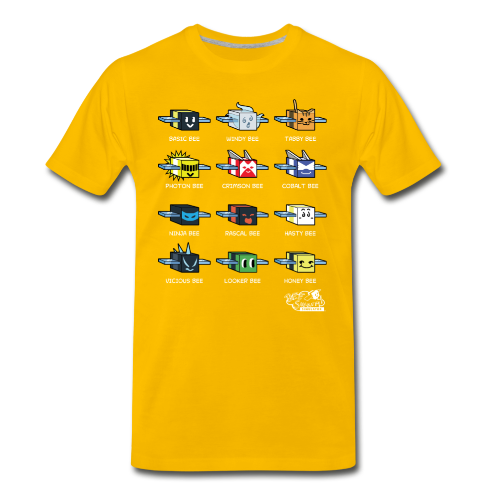 Bee Swarm - Bee Lineup T-Shirt (Mens) - sun yellow