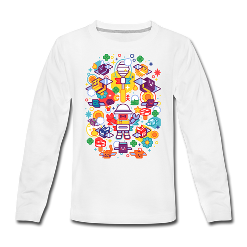 Bee Swarm - Stylized Beekeeper Long-Sleeve T-Shirt - white