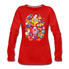 Load image into Gallery viewer, Bee Swarm - Stylized Beekeeper Long-Sleeve T-Shirt (Womens) - red
