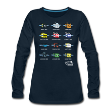 Load image into Gallery viewer, Bee Swarm - Bee Lineup Long-Sleeve T-Shirt (Womens) - deep navy
